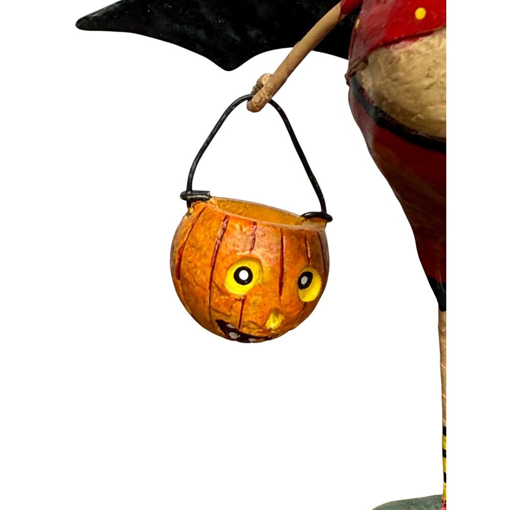 Lori Mitchell Halloween Bat Boy Devil with Pumpkin 5.5" Whimsical Figurine - Picture 9 of 9